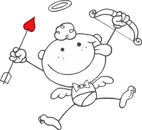 Cartoon Cupid With Bow And Arrow Coloring Page